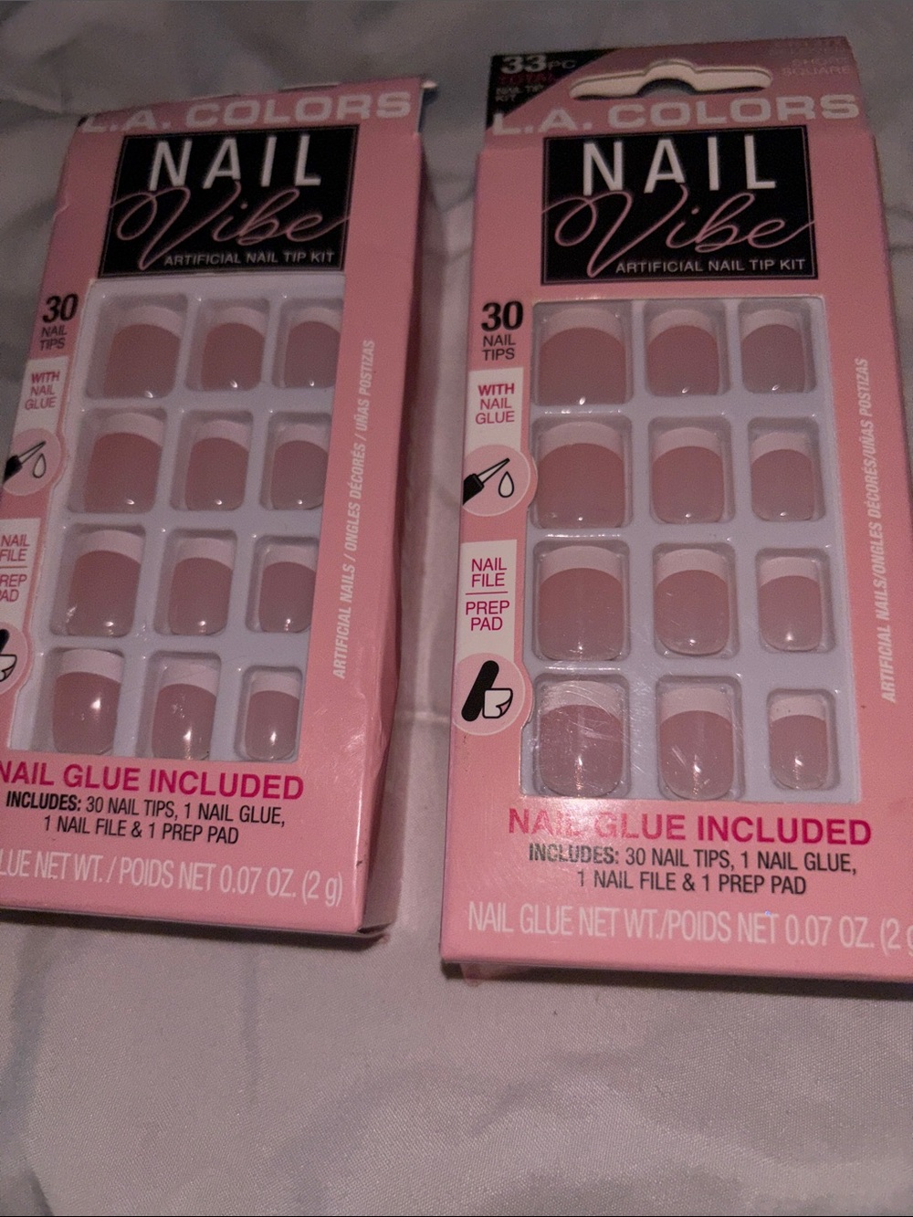 L.A. Colors Nail Vibe Artificial Nail Tip Kit - Light Pink Set of 2